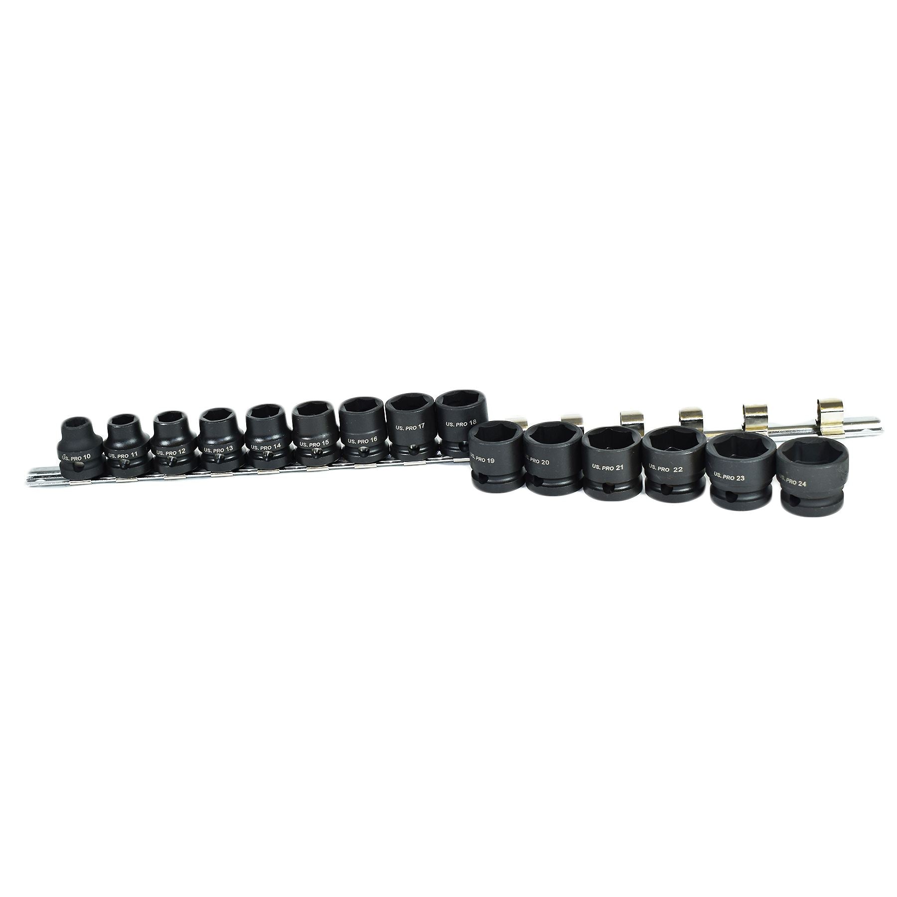 Metric Stubby 1/2" Drive Shallow Sockets 6 Sided Single Hex 10 - 24mm 15pc Set