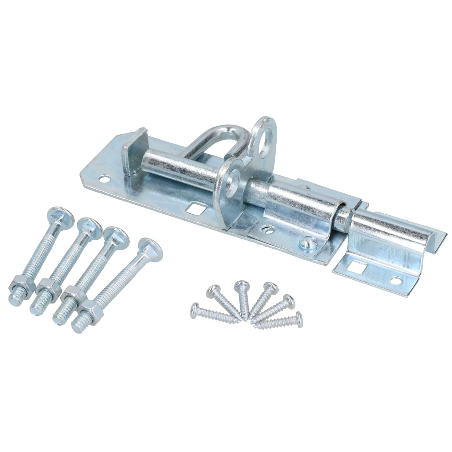 4" / 100mm Galvanised Brenton Bolt Sliding Lock Gate Shed Door Padbolt & Fixings