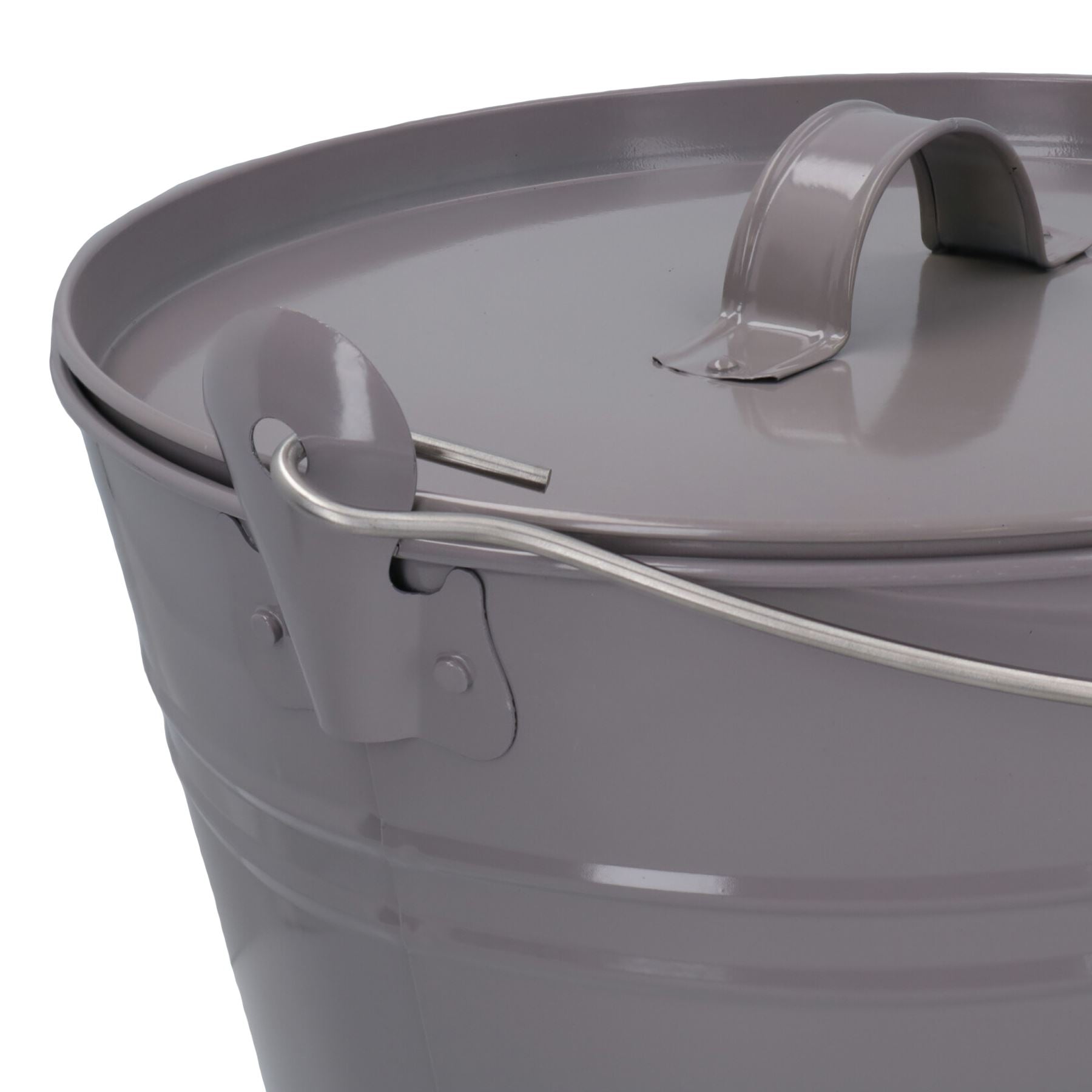 Coal Bucket & Lid Grey Metal Ash Tidy Bin Coal Carrier Fire Log Burner Kindling