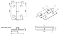 Stainless Steel Lift Off Leaf Hinge Right 76x100mm Heavy Duty Door Hatch