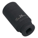 28mm 1/2in Drive Double Deep Impact Impacted Socket 6 Sided Single Hex