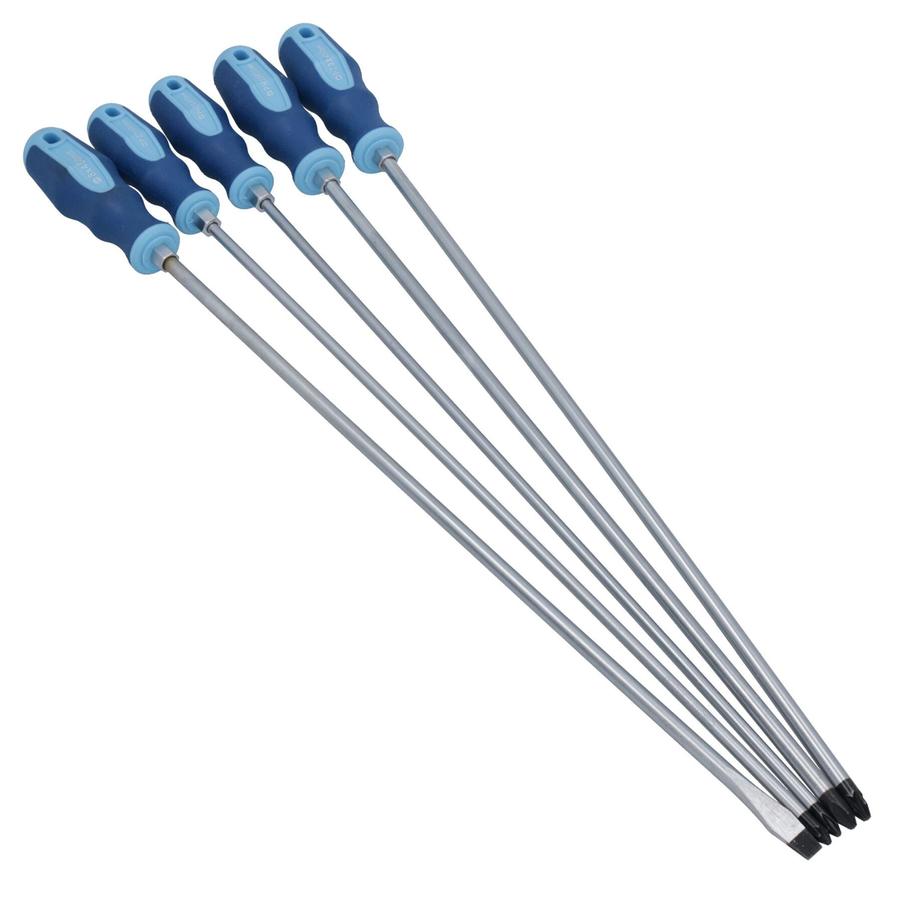 570mm Extra Long Screwdriver Set Magnetic Tips PZ2 PZ3 PH2 PH3 SL8 5pc