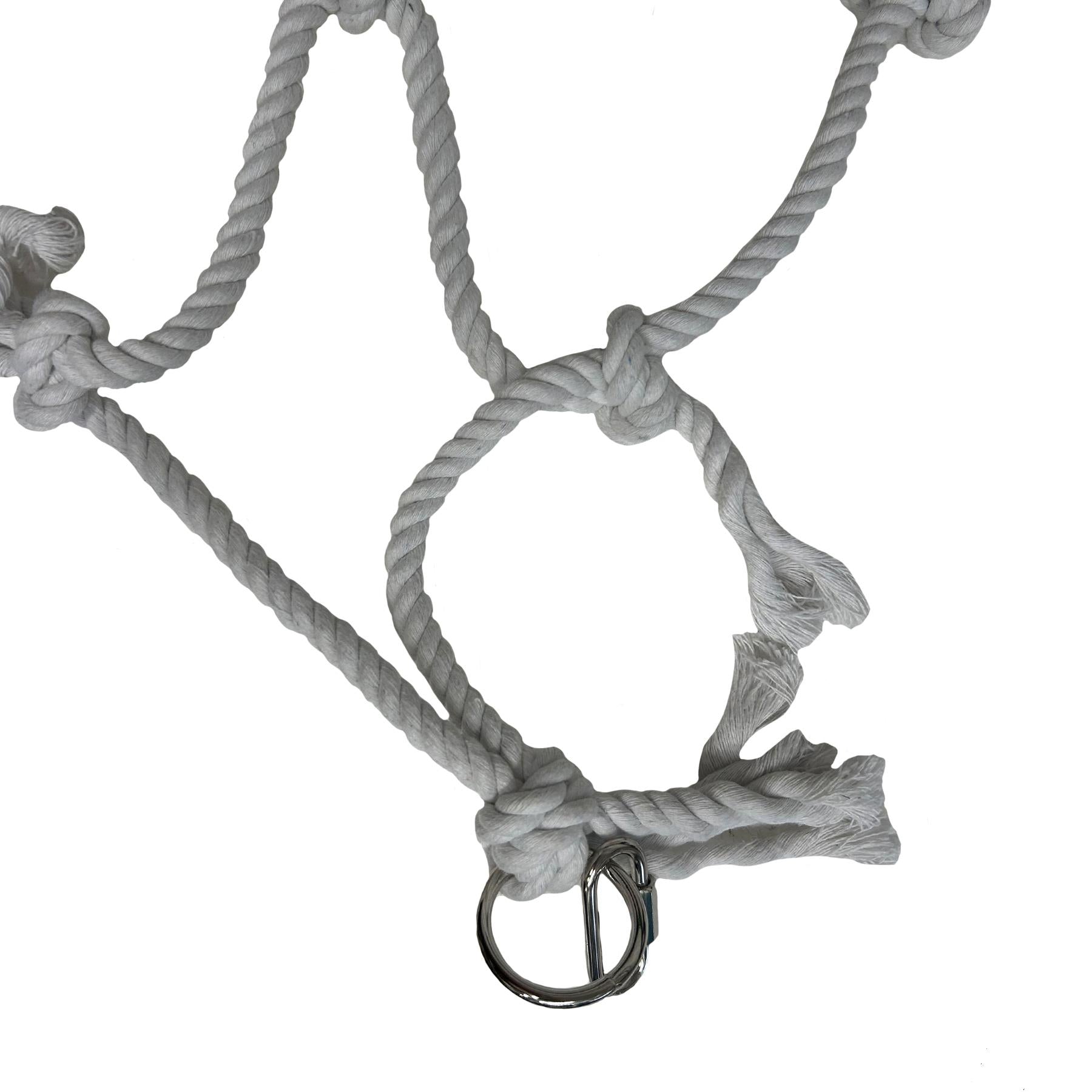 Large White Cargo Net With Wooden Blocks Bird Cage Accessory Climbing Toy