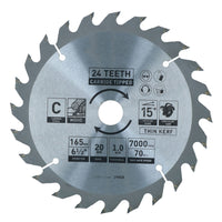 Circular Saw Blade 165mm x 16 / 20mm Mixed Teeth TCT Cutting Disc Wood
