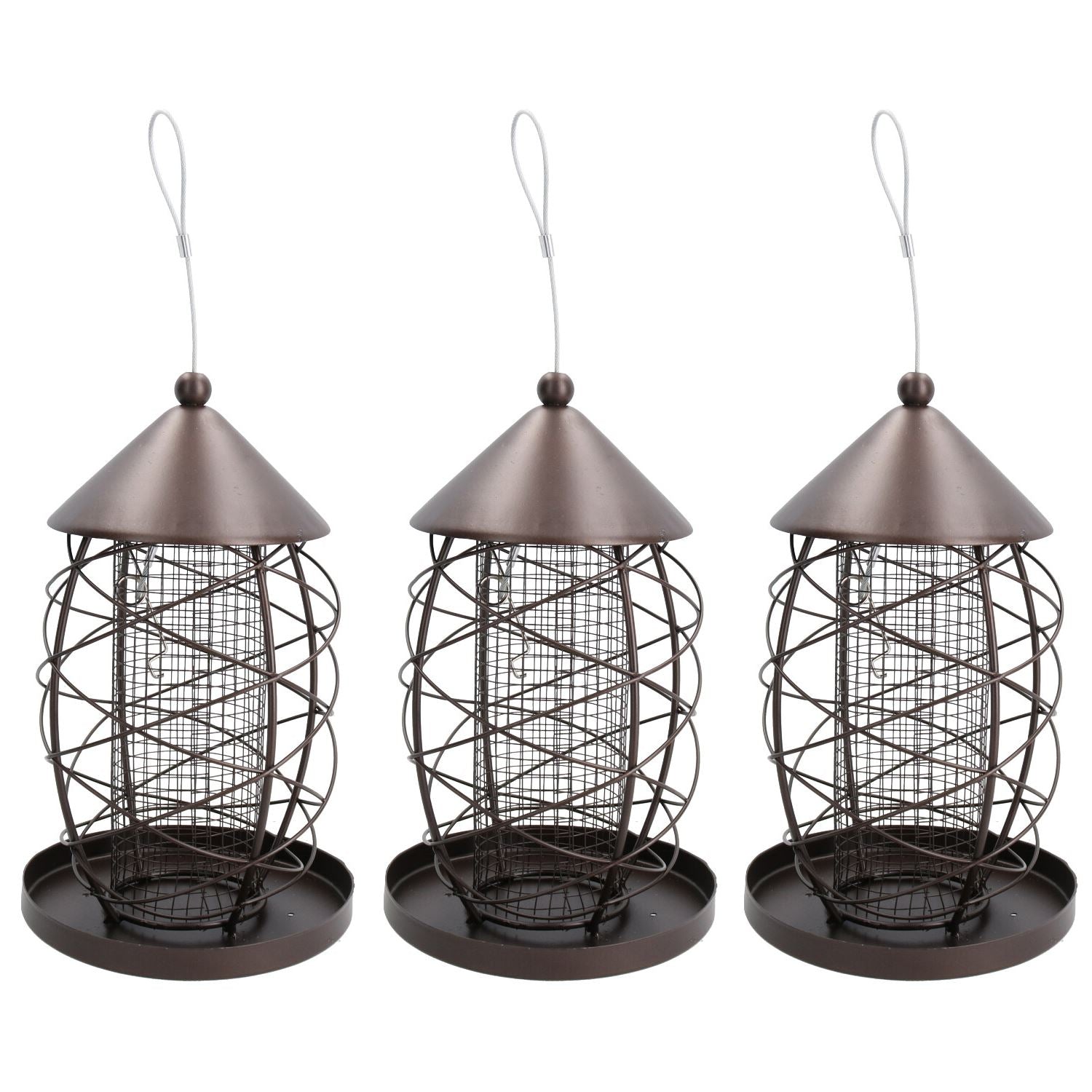 3PK Lantern Bird Feeder Nut Holder Hanging Feeding Station For Wild Birds