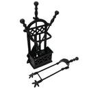 5pc Caged Fireside Fireplace Companion Set Brush Poker Shovel Tongs Burner