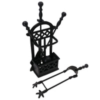 5pc Caged Fireside Fireplace Companion Set Brush Poker Shovel Tongs Burner