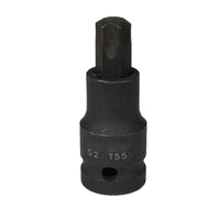 T55 x 53mm 1/2" Drive Short Impact Impacted Torx / Star Male Socket By Bergen