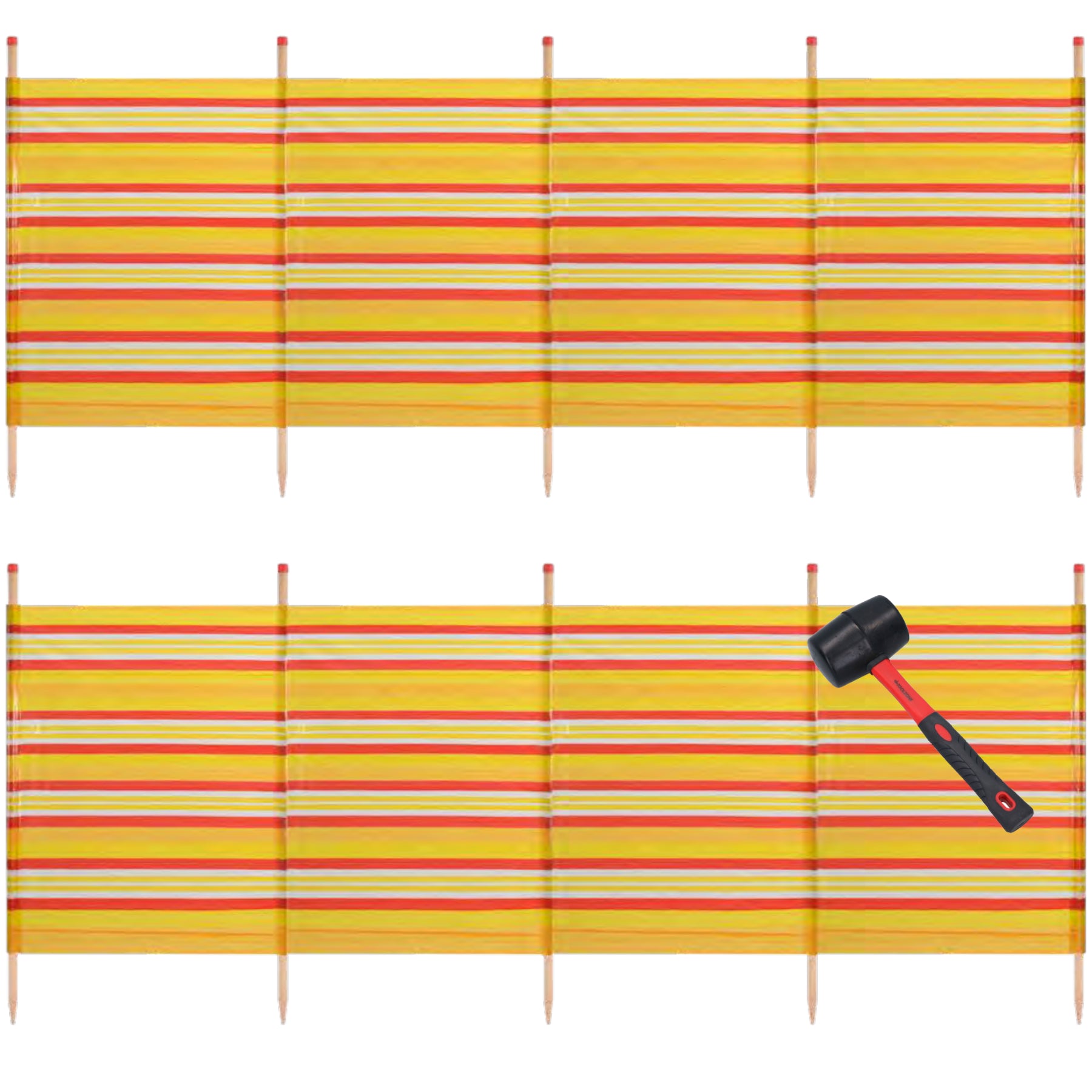 5 Pole Windbreak Beach Shelter 1.2m by 2.8m Screen Privacy Yellow Stripe