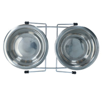 Small Dishwasher Safe Stainless Steel Double Diner Dog Raised Food Water Bowl