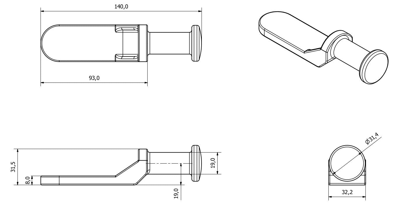 Tailboard Lug Tailgate Weld-on Tailgate Dropside Forged Steel 20mm Shaft