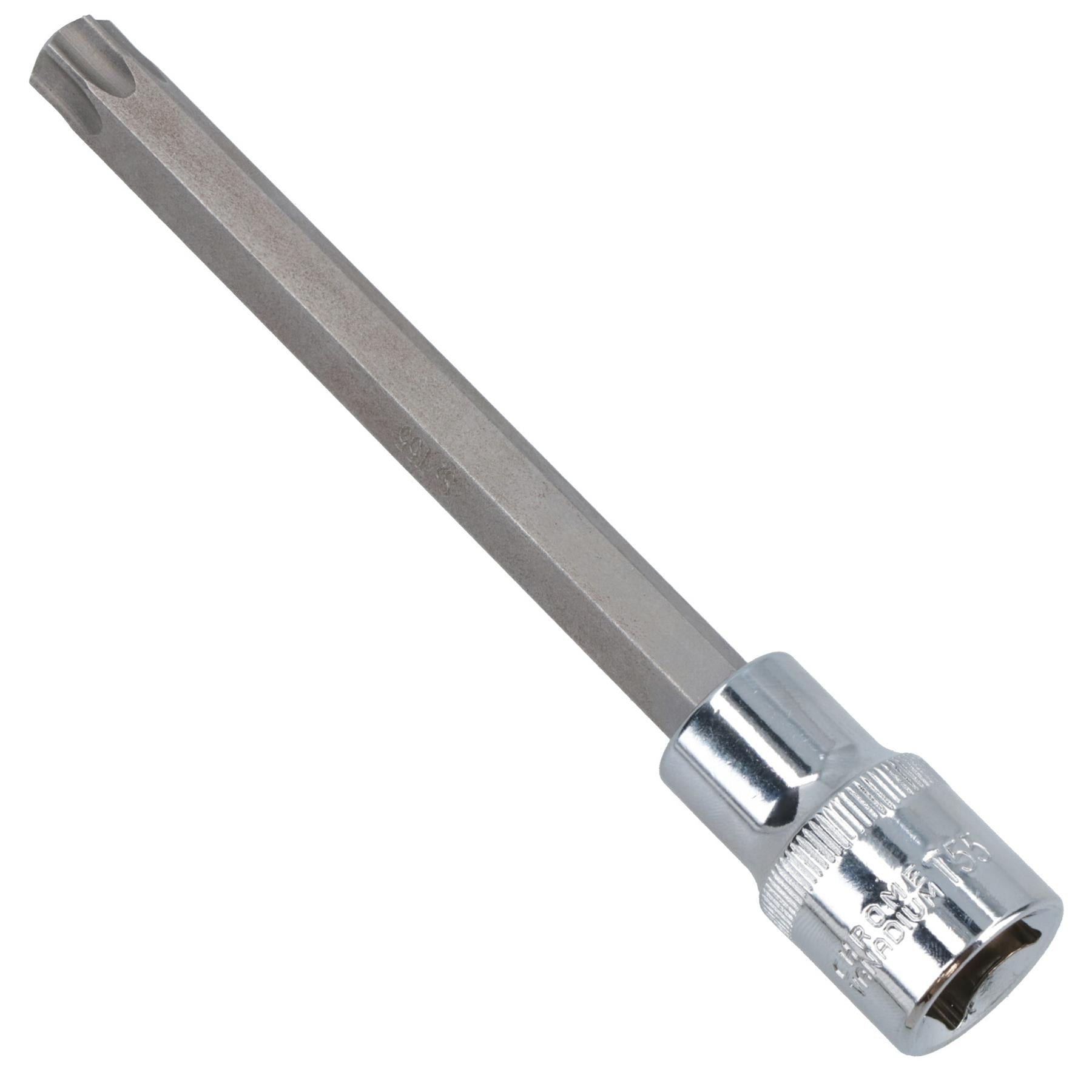 T55 x 140mm Male Extra Long Torx Bit Socket 1/2in Drive CRV S2 Steel