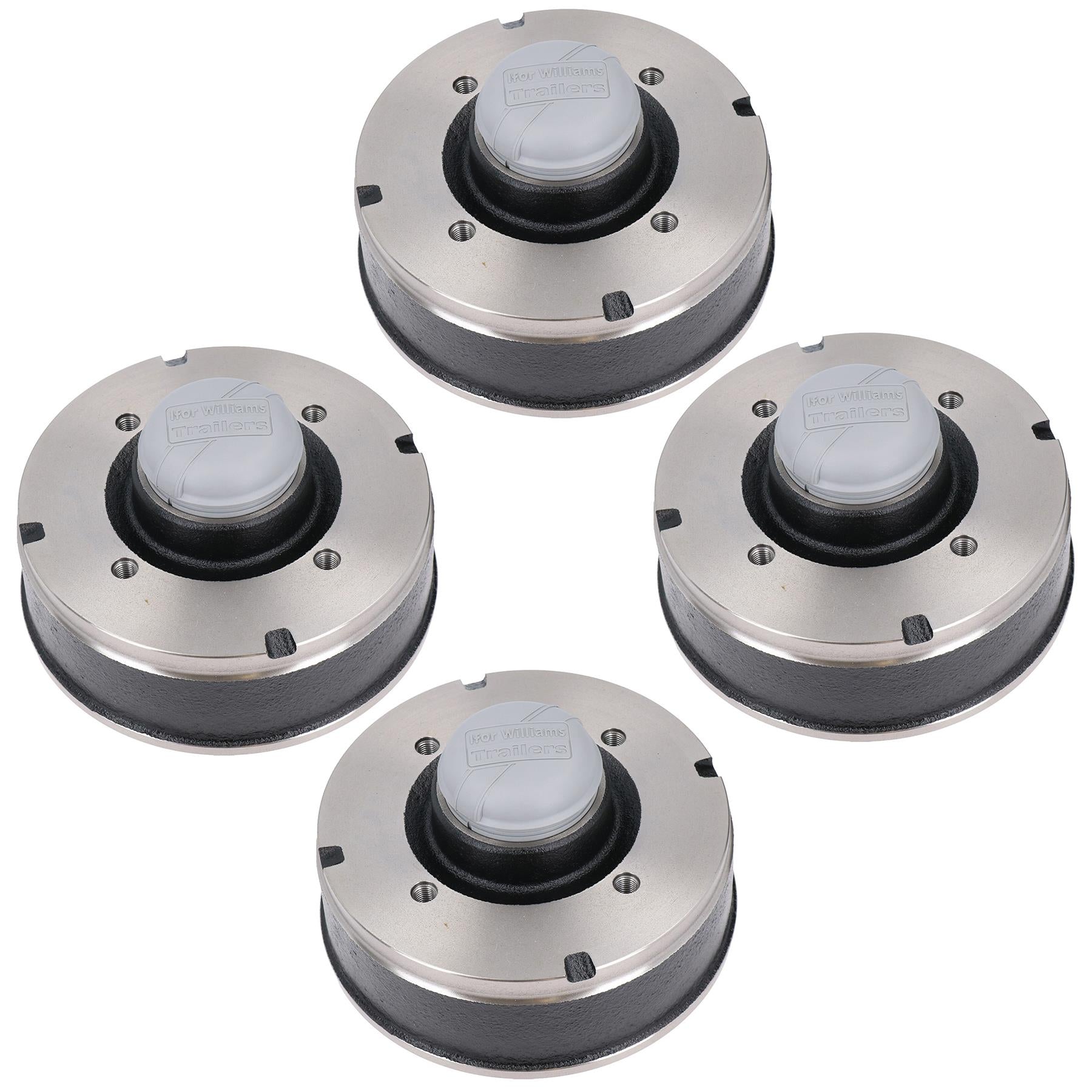 4pk 200 x 50mm Brake Drums & Bearings for Ifor Williams Trailer 4 Stud 5.5" PCD