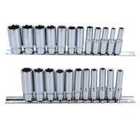 Imperial SAE / AF Double Deep Sockets 1/4" And 3/8" Drive 5/32" - 7/8" 23pc Set