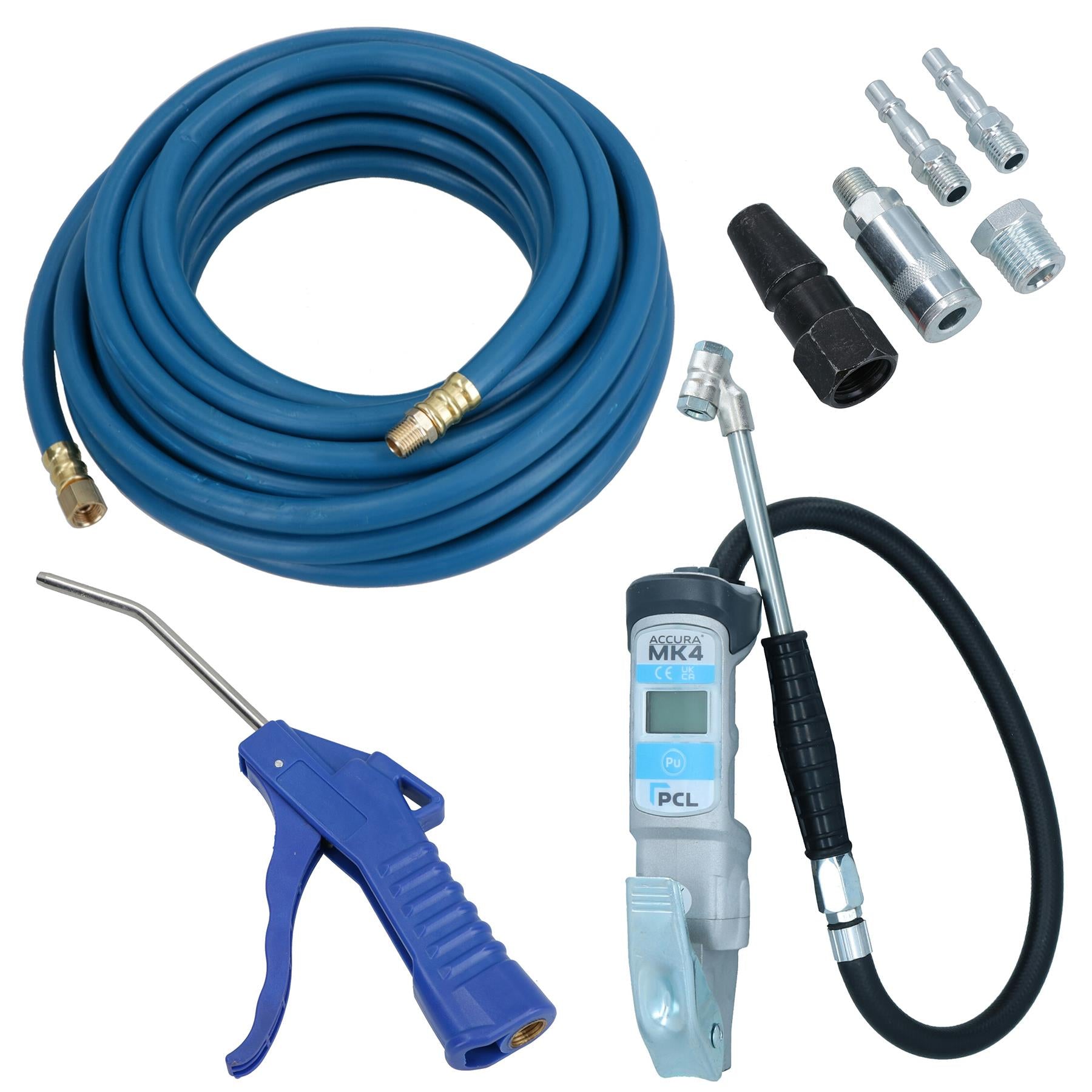 HGV 10m Air Line C Coupling with PCL Tyre Wheel Inflator Red Line Hose Kit