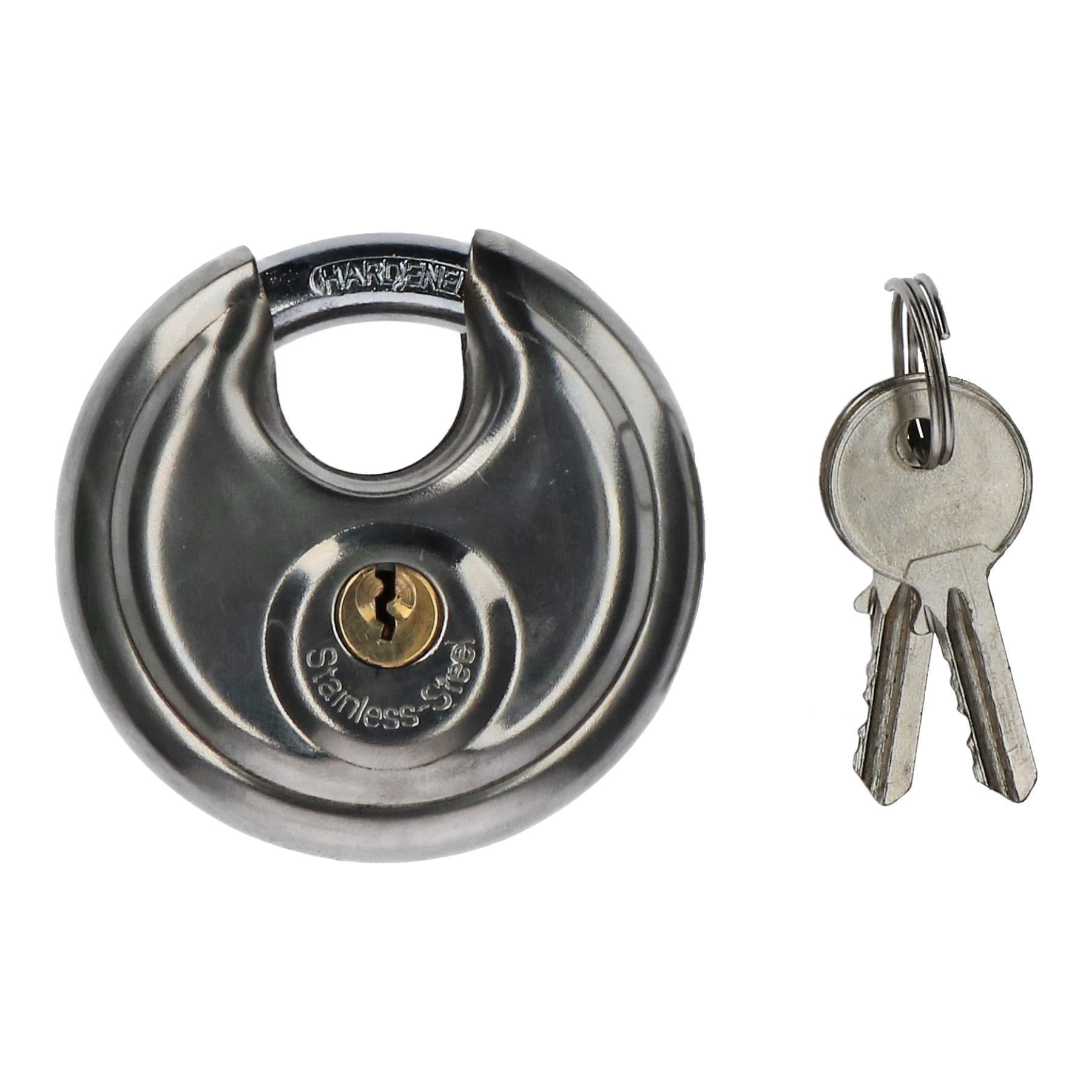 70mm Disc Padlock Security Shed Gate Lock Round Circle Steel Brass Loc ...