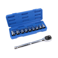 1/2" Drive Straight Ratchet + Female Torx Star E sockets E10 – E24 10pc Set
