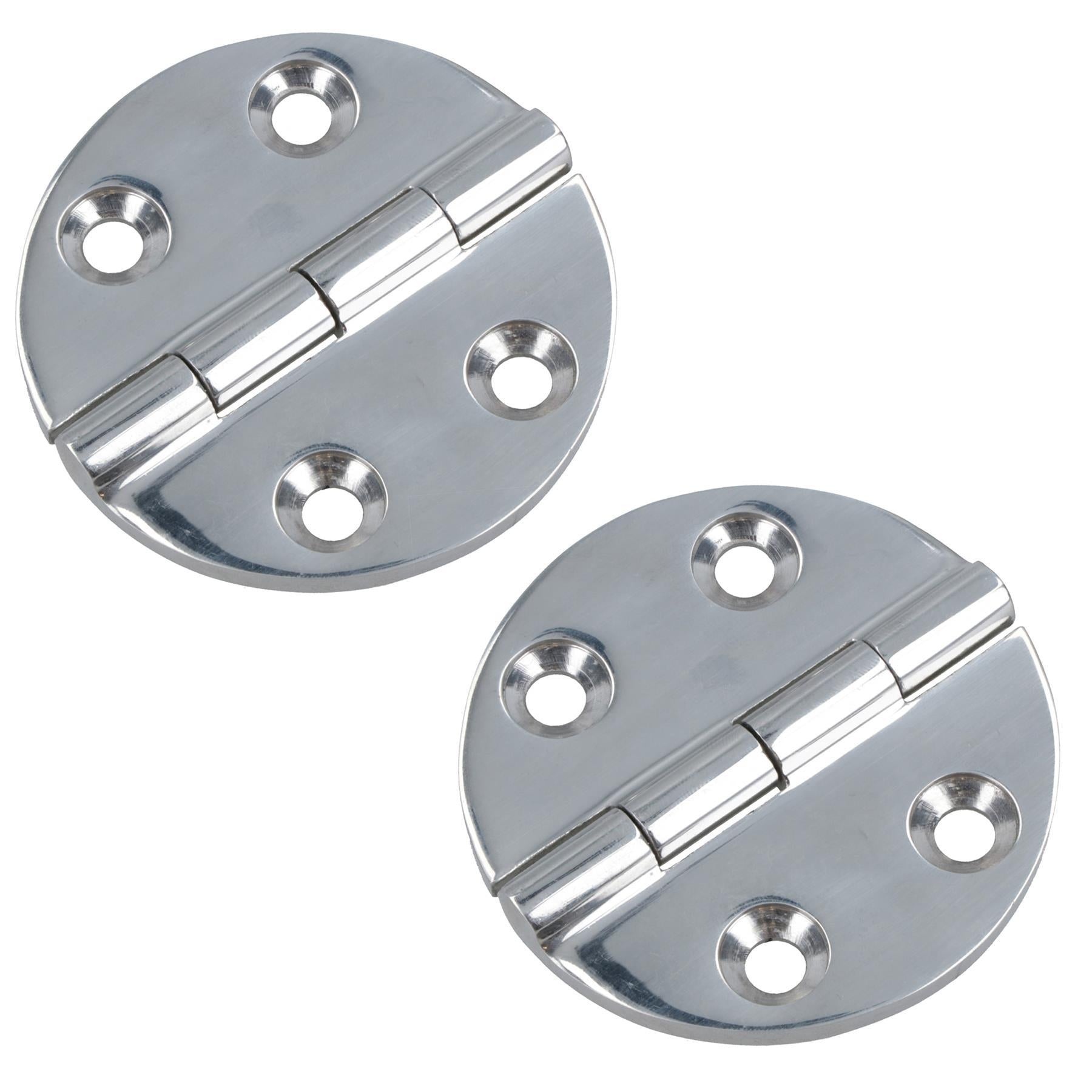 Polished Door Circular Hinge Stainless Steel 64mm diameter 316 Marine Cabin