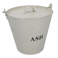 Cream Coal Bucket With Lid, 5" Shovel & Gloves Metal Ash Tidy Bin Log Burner