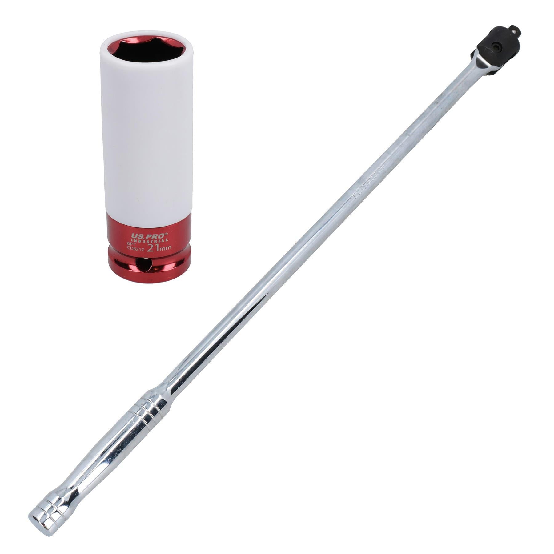 1/2in. Drive 24” Breaker Power Bar with 21mm Deep Alloy Wheel Nut Socket