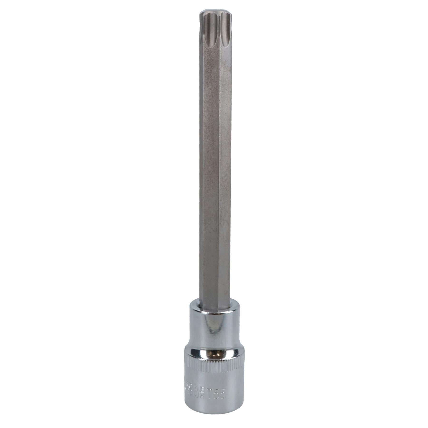 T55 x 140mm Male Extra Long Torx Bit Socket 1/2in Drive CRV S2 Steel