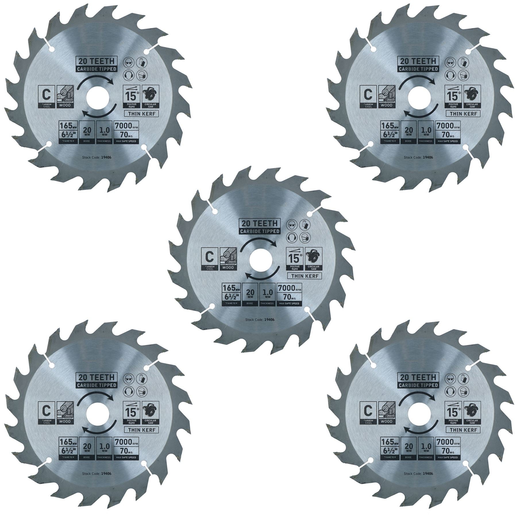 Circular Saw Blade 165mm x 16 / 20mm Mixed Teeth TCT Cutting Disc Wood