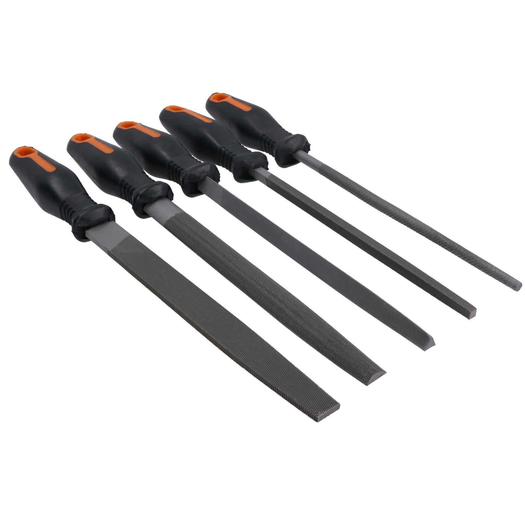 5pc File Flat Round Curved Square Triangle Soft Grips Engineer Metalwork TE105