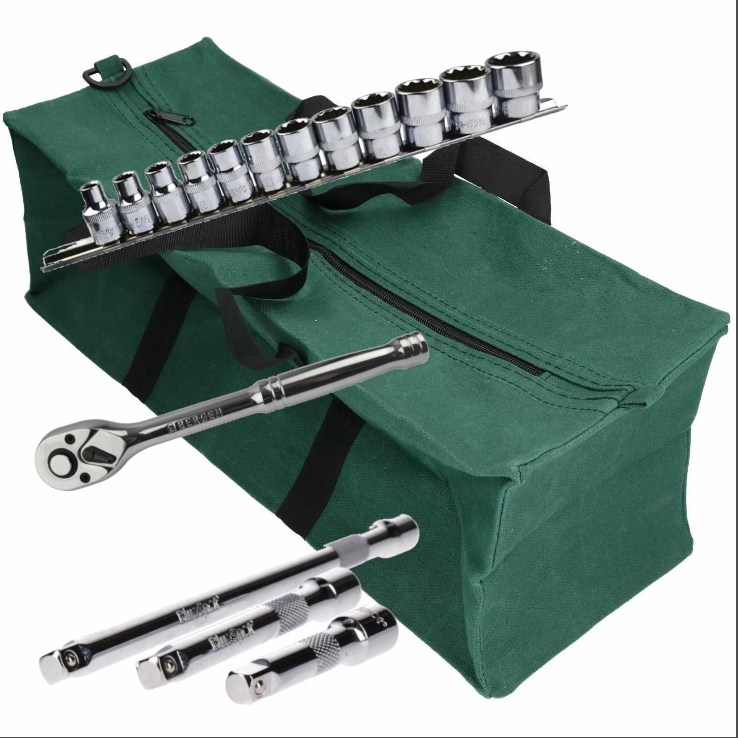 Imperial AF Socket Set SAE Inch Sockets Extensions Ratchets 1/4"dr 3/8"dr 1/2"dr Tool Bag