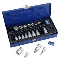 3/8" 1/2" Dr Torx / Star Socket and Socket Bit 27pc Set E Type Tamperproof TE067