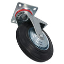 200mm (8in) HD Braked Castor Wheel Rubber Tyre For Trolleys Trucks Carts