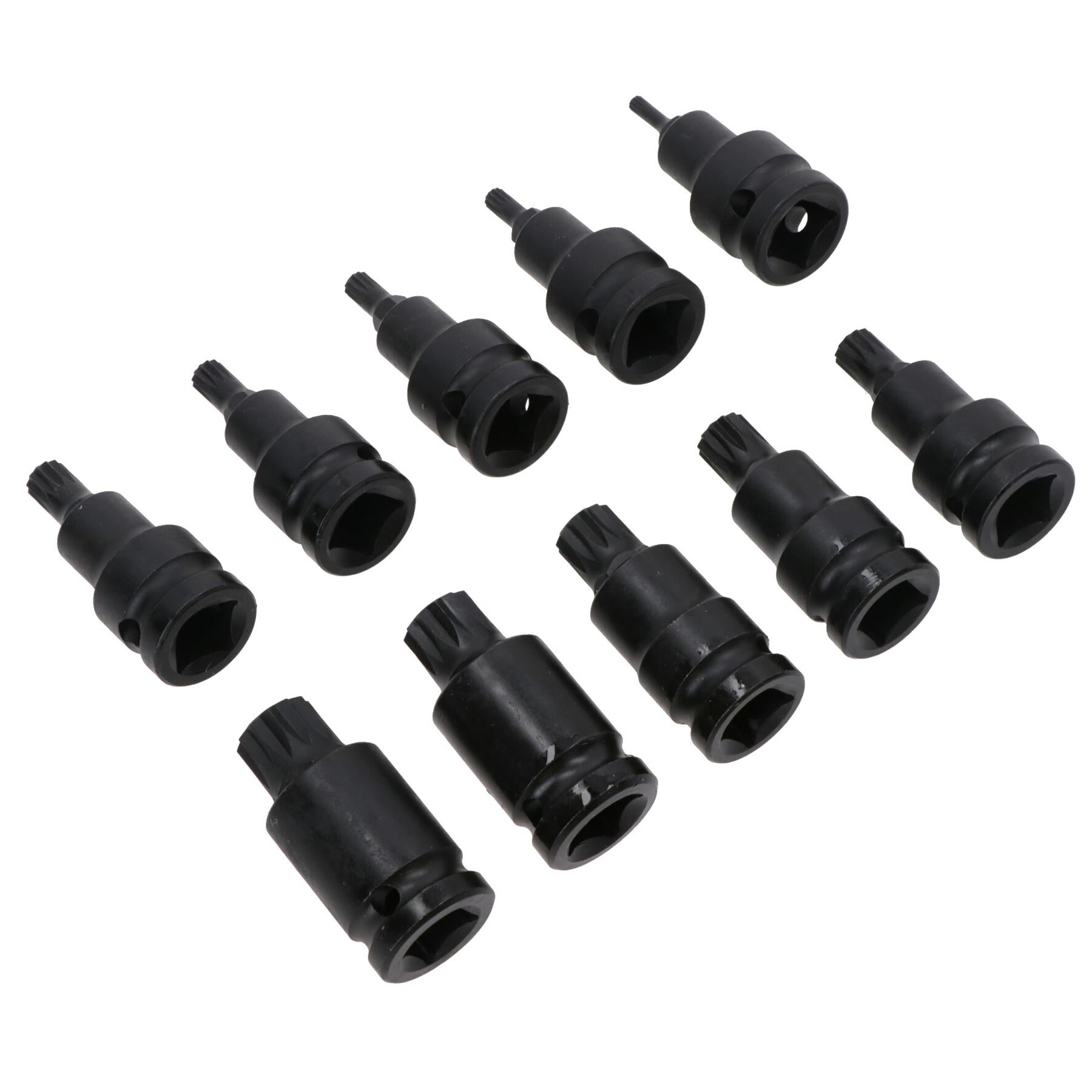 1/2in Drive Spline Triple Square Male Tamper Shallow Impact Sockets M4 – M18 10pc