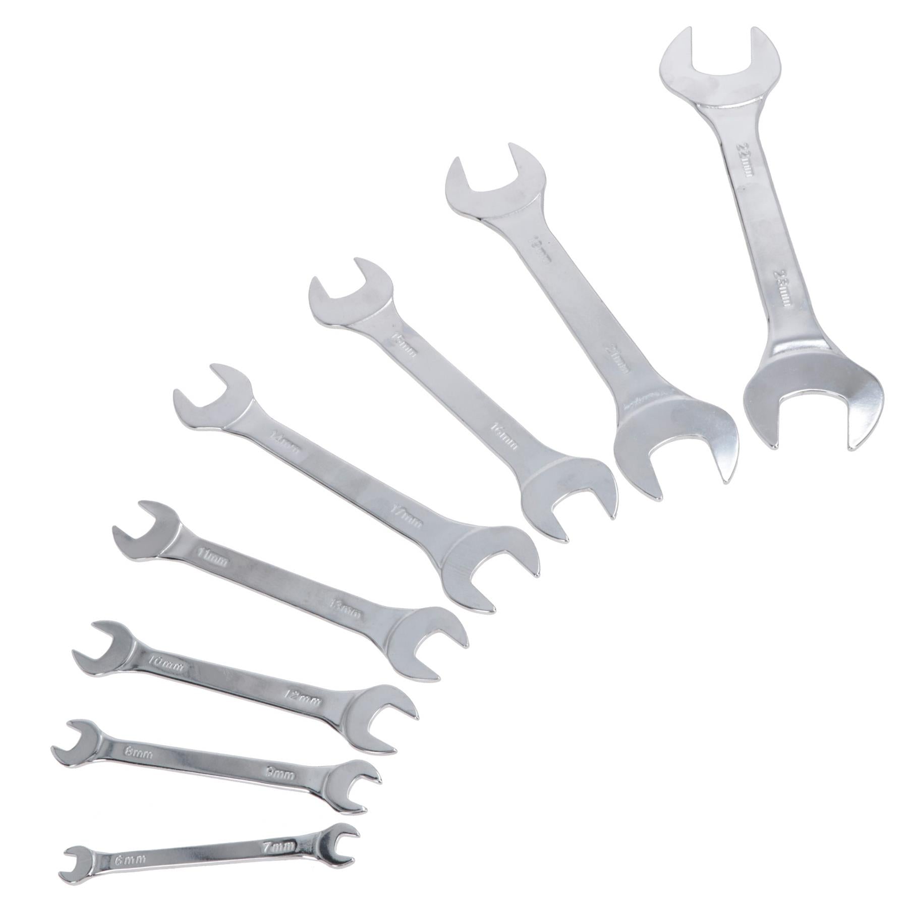 Metric MM Extra Flat Slim Narrow Spanner Wrench Double Ended 6 – 23mm 8pc