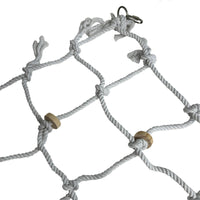 Large White Cargo Net With Wooden Blocks Bird Cage Accessory Climbing Toy