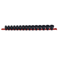 Metric Stubby 1/2" Drive Shallow Sockets With Hex Shank 10mm - 24mm 15pc Set