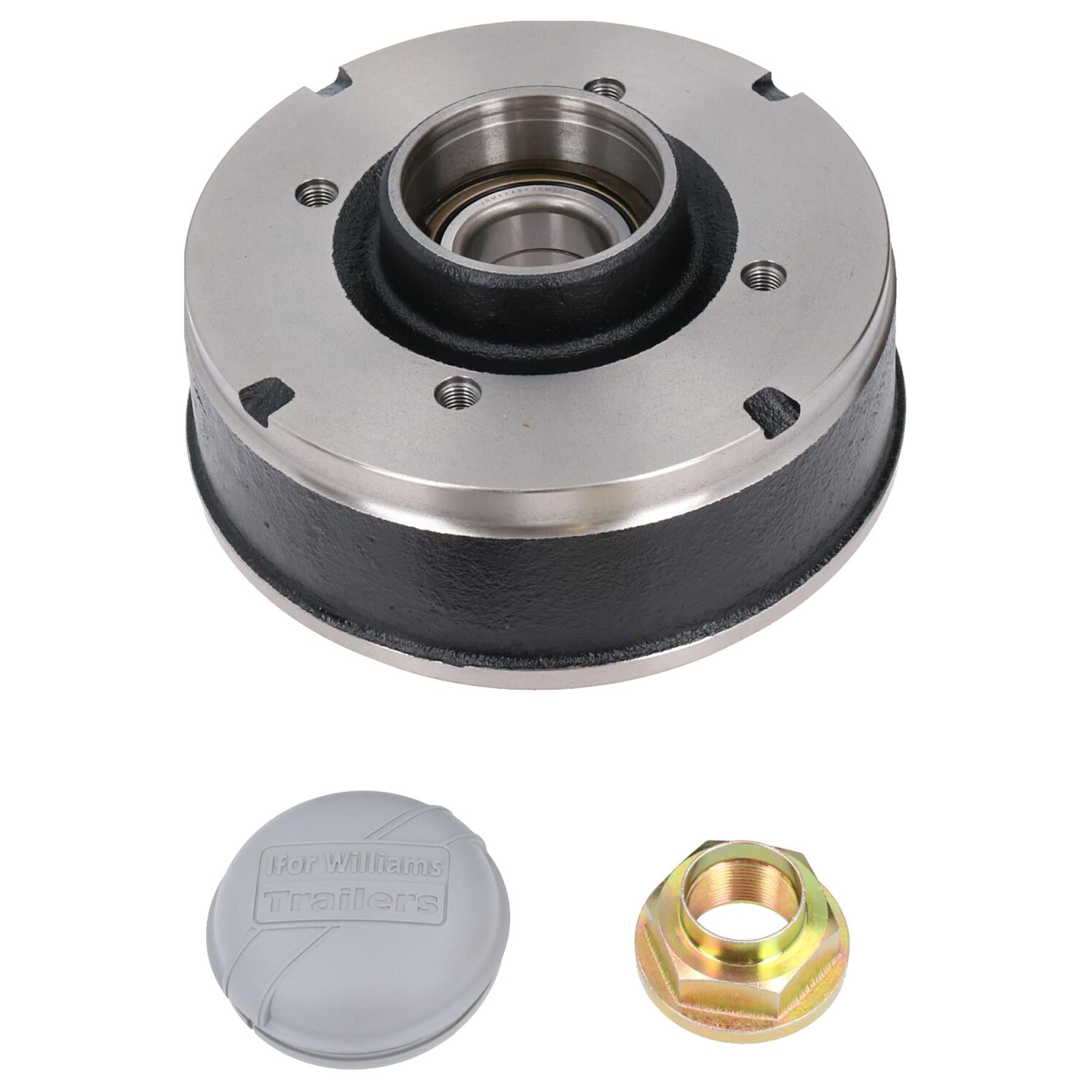 200 x 50mm Brake Drum & Bearing for Ifor Williams Trailer 4 Stud 5-1/2" PCD