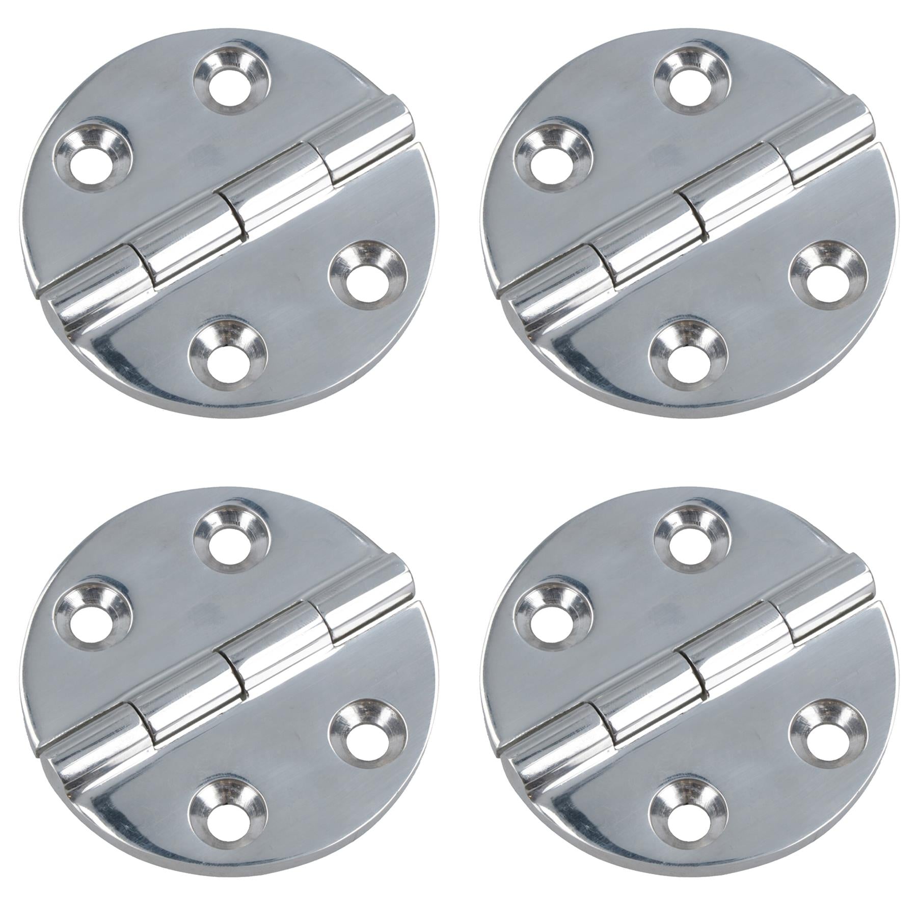 Polished Door Circular Hinge Stainless Steel 64mm diameter 316 Marine Cabin