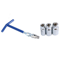 Spark Plug Socket Remover Installer Set Flexi T Bar + 16 18 21mm Sockets 4pc