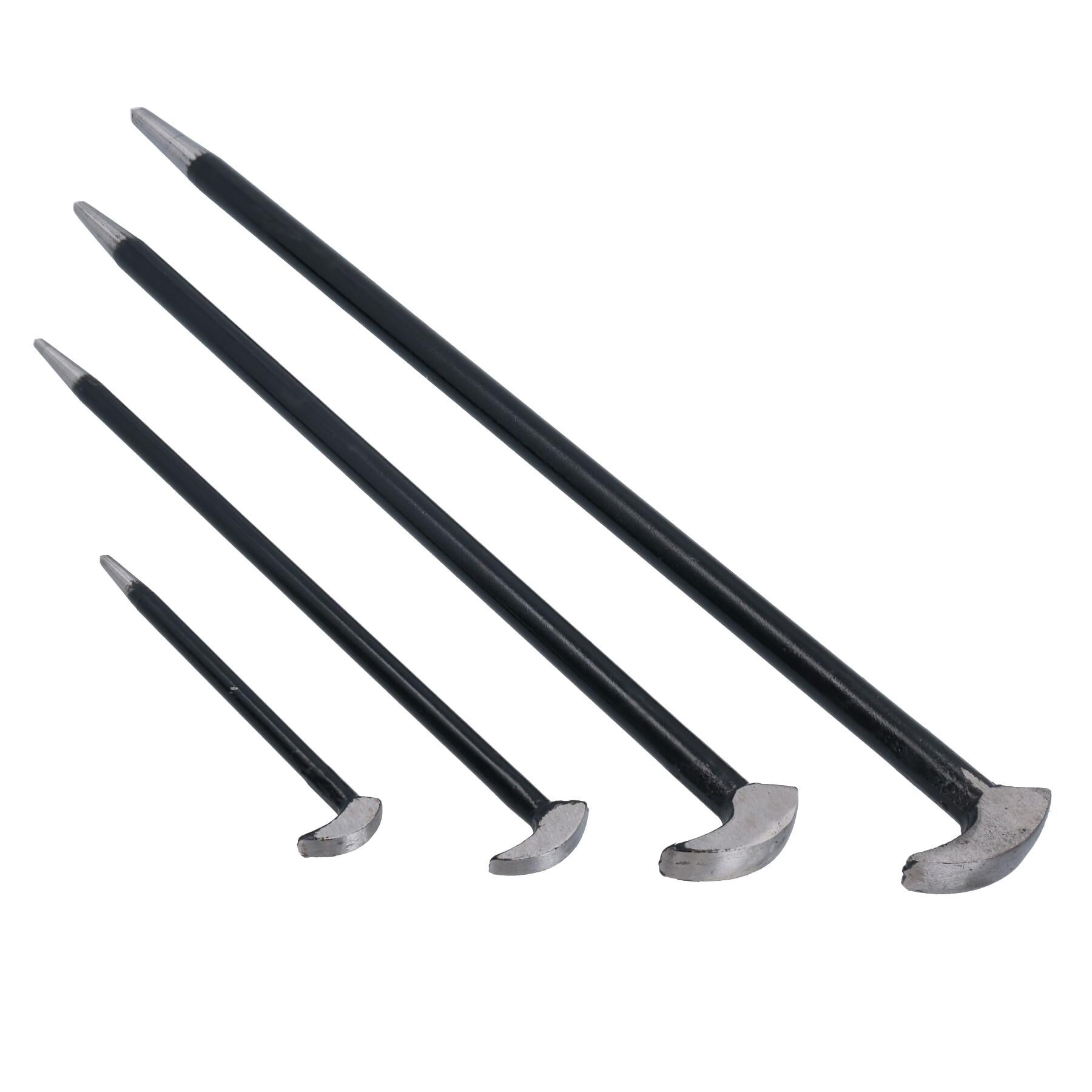 4pc Solid Steel Heel And Toe Pry Bar Crow Bar Wrecking Knuckle Set 6" - 40"