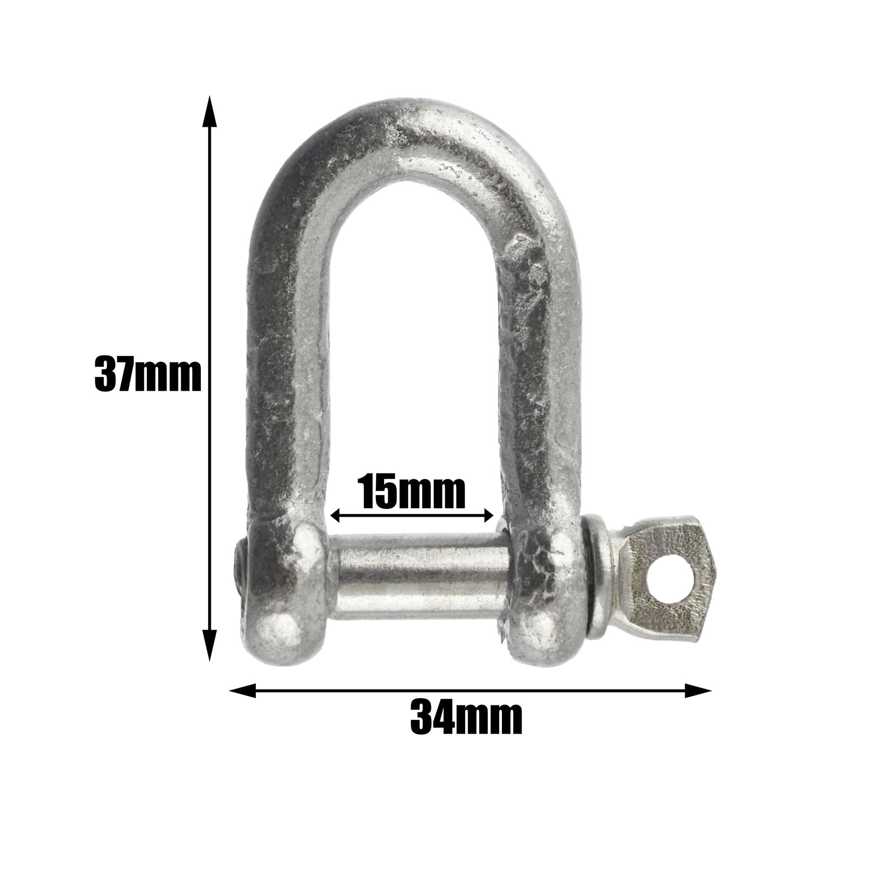 D Shackle Dee Link M6 - M12 Galvanised Steel Lifting Towing Rigging Pin Loop