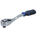 1/2in Drive Ratchet with Curved Rubber Grip Handle 90 Teeth Quick Release