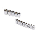 Metric 1/4in Drive Sockets 4 – 14mm + 10pc Spanners 4 – 11mm + 1/4in Ratchet
