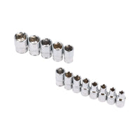 Metric 1/4in Drive Sockets 4 – 14mm + 10pc Spanners 4 – 11mm + 1/4in Ratchet