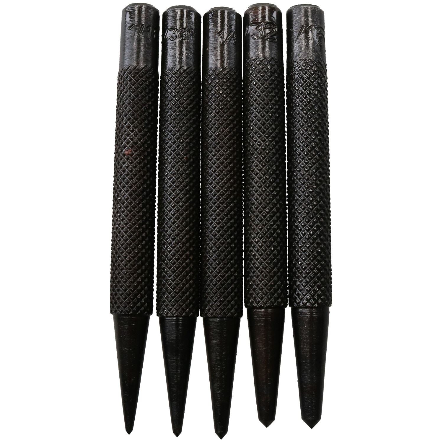 5pc Steel Centre Punch Metal Nail Brads Dot Starter Marking Set 1/16" - 3/16"