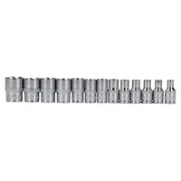 1/4" Drive Torque Wrench 5 - 25 Nm + Metric 6 Sided Shallow Sockets 4 - 14mm