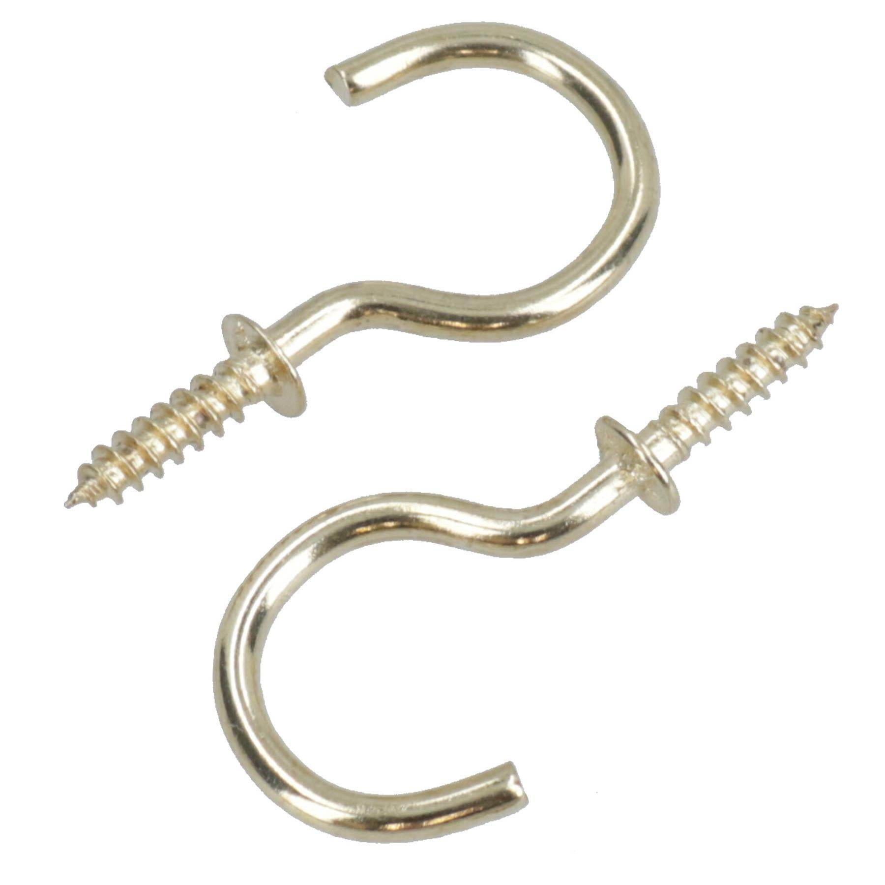 1 Inch / 25mm Cup Hook Screws Picture Curtain Hangers Fasteners Brass Coated