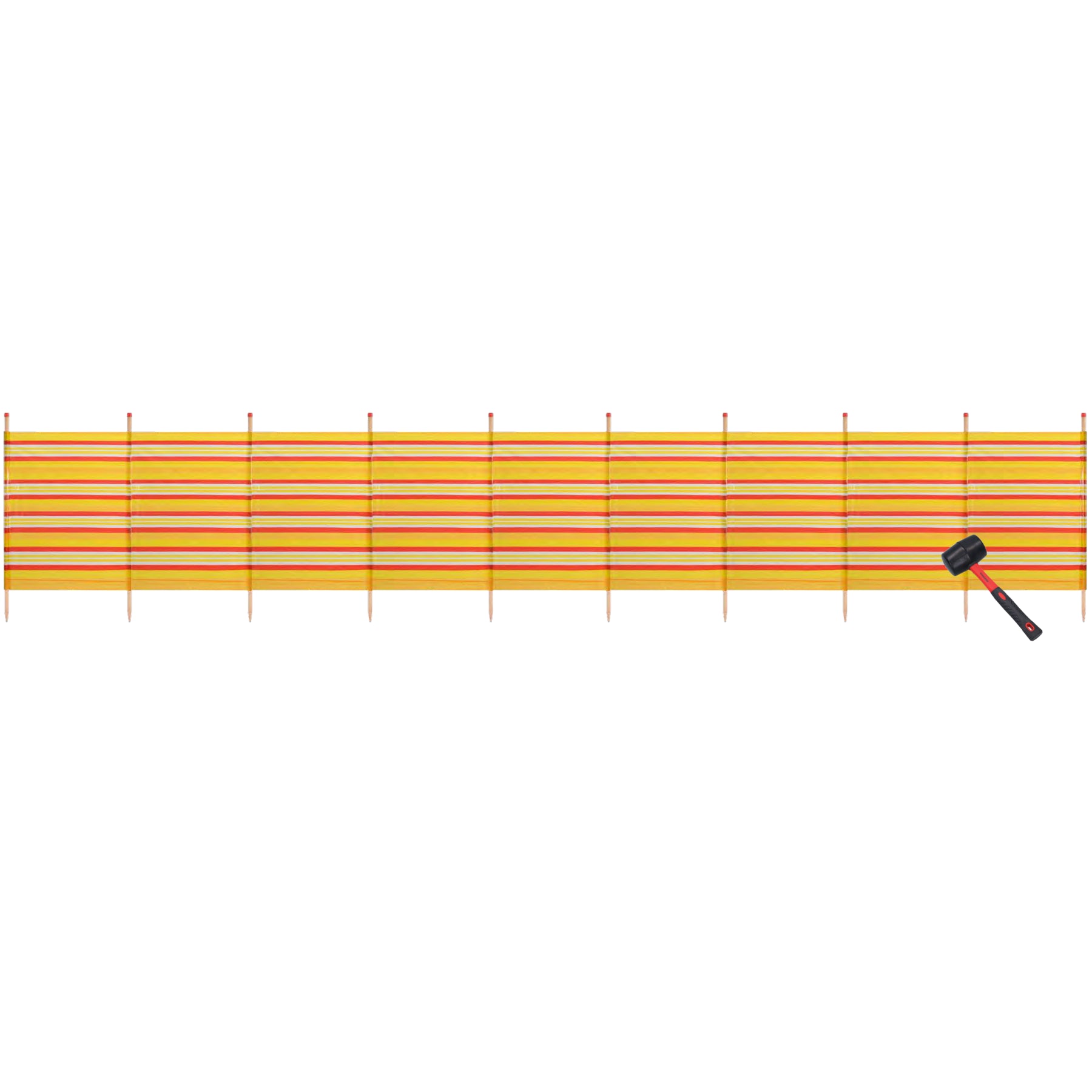 10 Pole Windbreak Beach Shelter 1.5m by 6.1m Screen Privacy Yellow Stripe