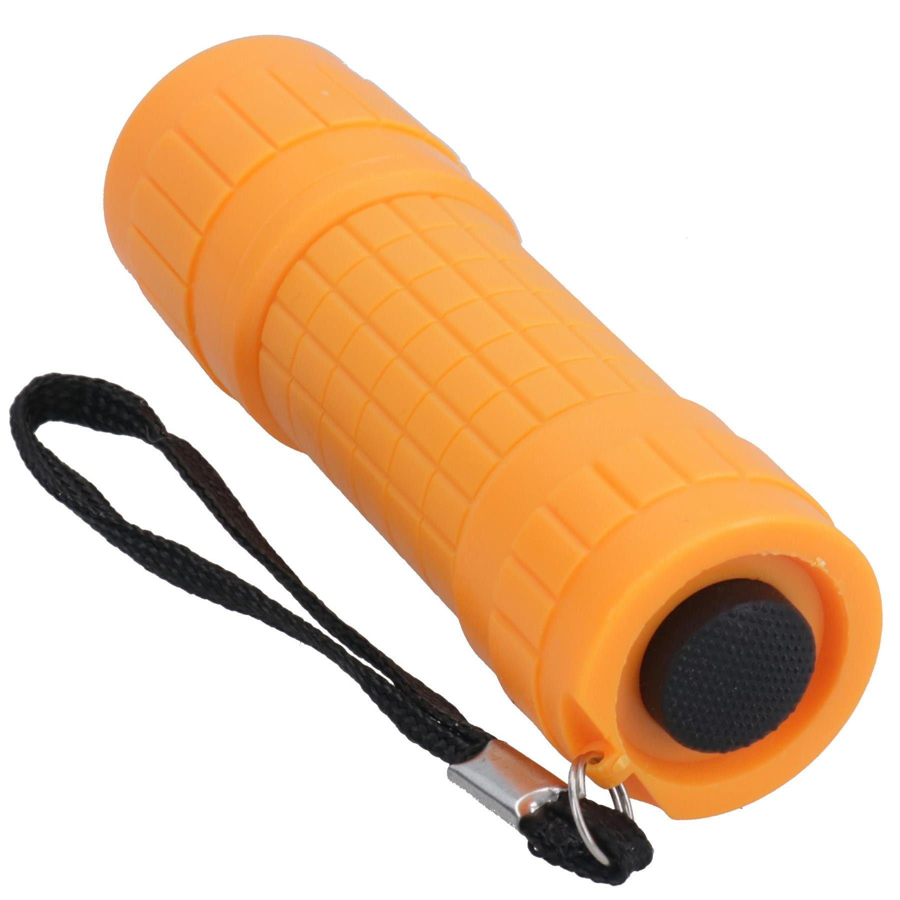 9 LED Orange Torch Light Mini Flashlight Camping Hiking Rubber Case