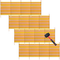 5 Pole Windbreak Beach Shelter 1.2m by 2.8m Screen Privacy Yellow Stripe