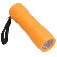 9 LED Orange Torch Light Mini Flashlight Camping Hiking Rubber Case