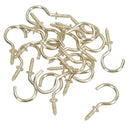 1 Inch / 25mm Cup Hook Screws Picture Curtain Hangers Fasteners Brass Coated